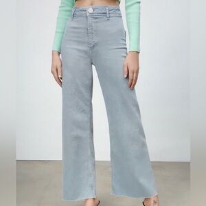 Women's Light Blue Wide-Leg Marine Jeans from Zara